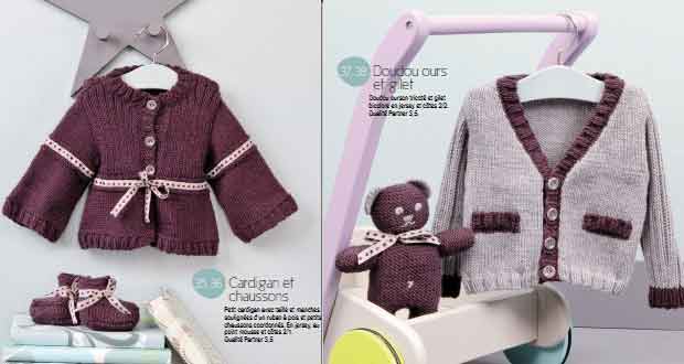 Cardigan, chaussons, Doudou ours et gilet