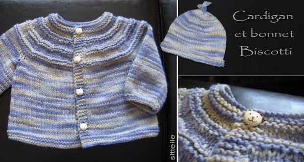 Cardigan et bonnet Biscotti