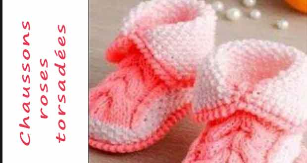 Chaussons roses torsadées