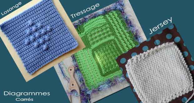 Diagrammes Carrés tricot