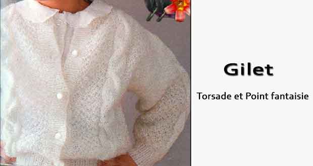 Gilet Torsade et Point fantaisie