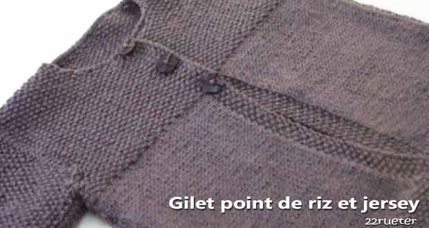 Gilet point de riz et jersey