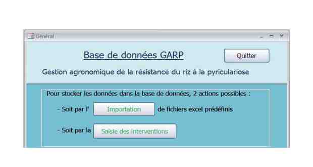 Manuel d’utilisation de la base de données GARP