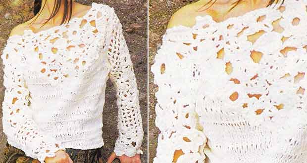 Pull motifs fleurs et feuilles Pull motifs fleurs et feuilles