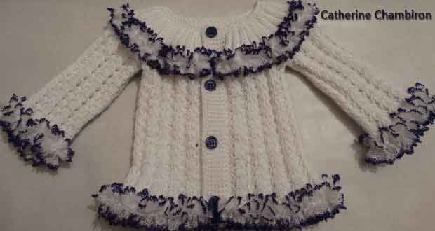 Cardigan avec dentelle à froncer