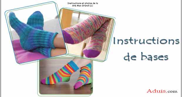 Instructions de base des chaussettes 