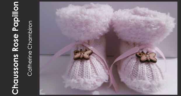 Chaussons rose papillon