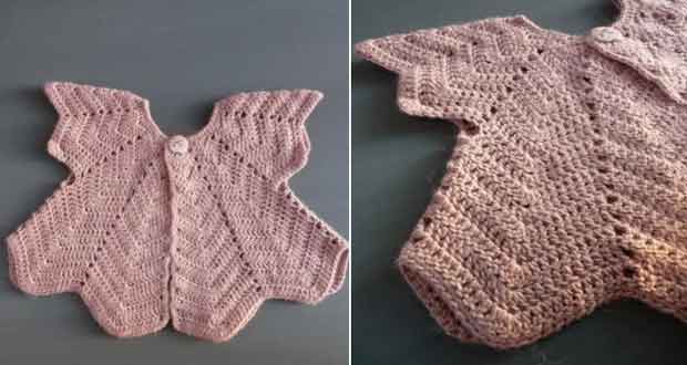 Gilet pétale bébé au crochet