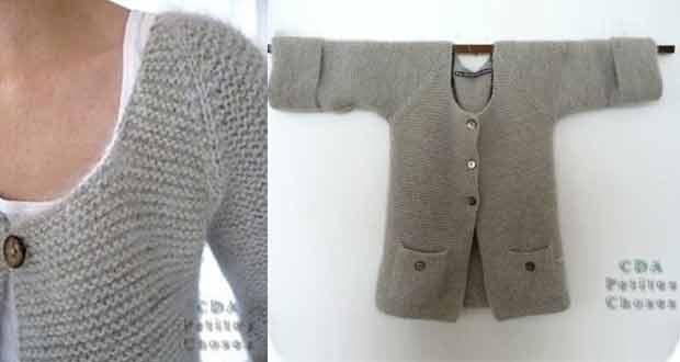 explication gilet femme point mousse