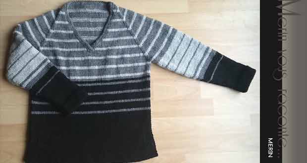 pull gris rayé