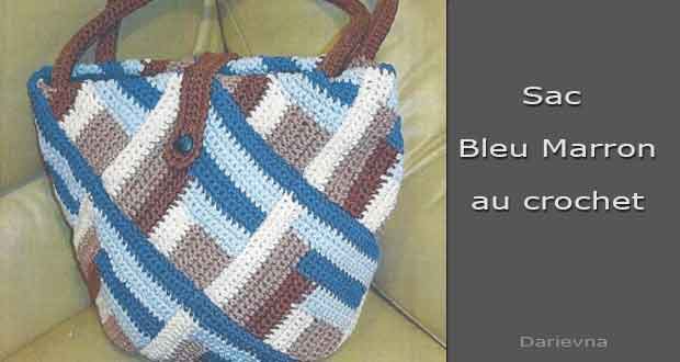 Sac bleu marron au crochet