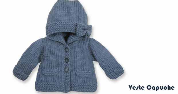 modele gilet capuche bebe tricot